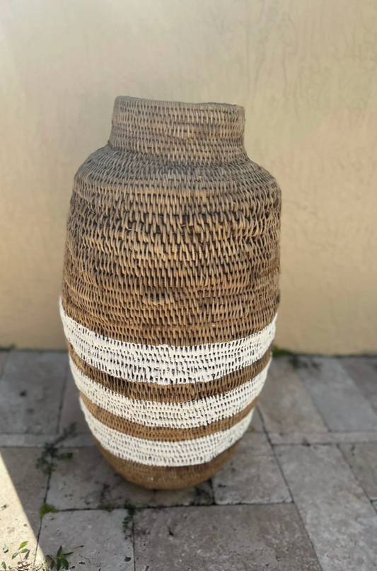 Large Stipe Standing Vase