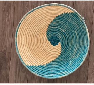 Africa Swirl Decor Basket- Aqua