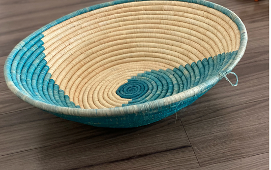 Africa Swirl Decor Basket- Aqua