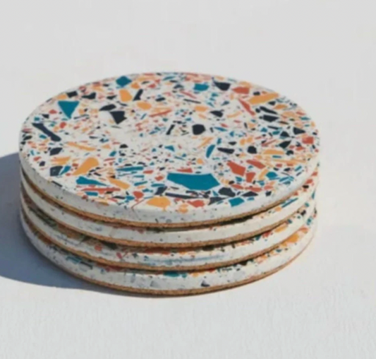 Terrazzo Clay Coaster Sets- Mixed Blues