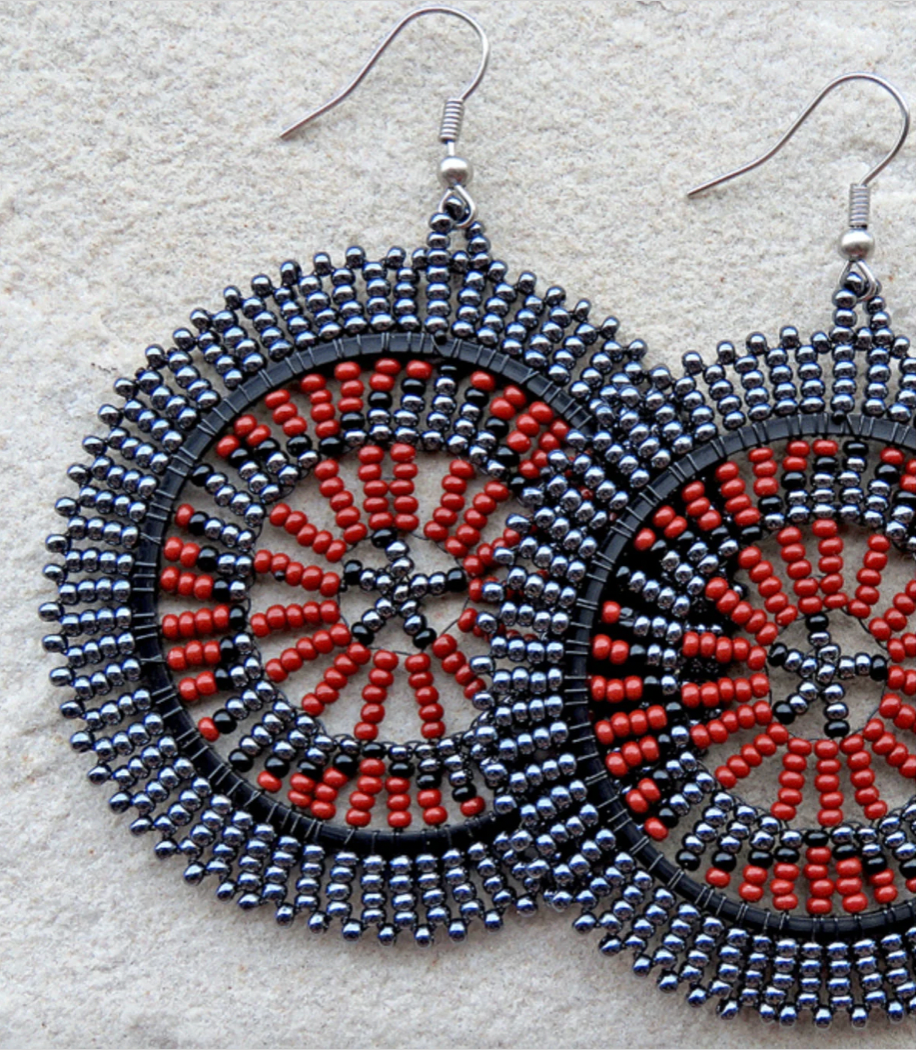 XL Zulu Disc Earrings- Navy Black Brown